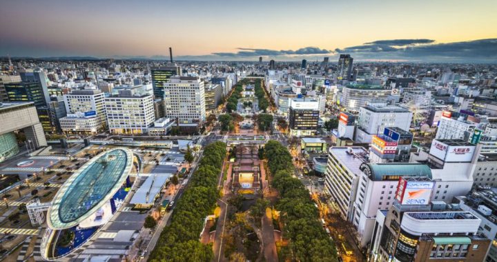 日本爱知县城市景观与中部地区商业核心区域