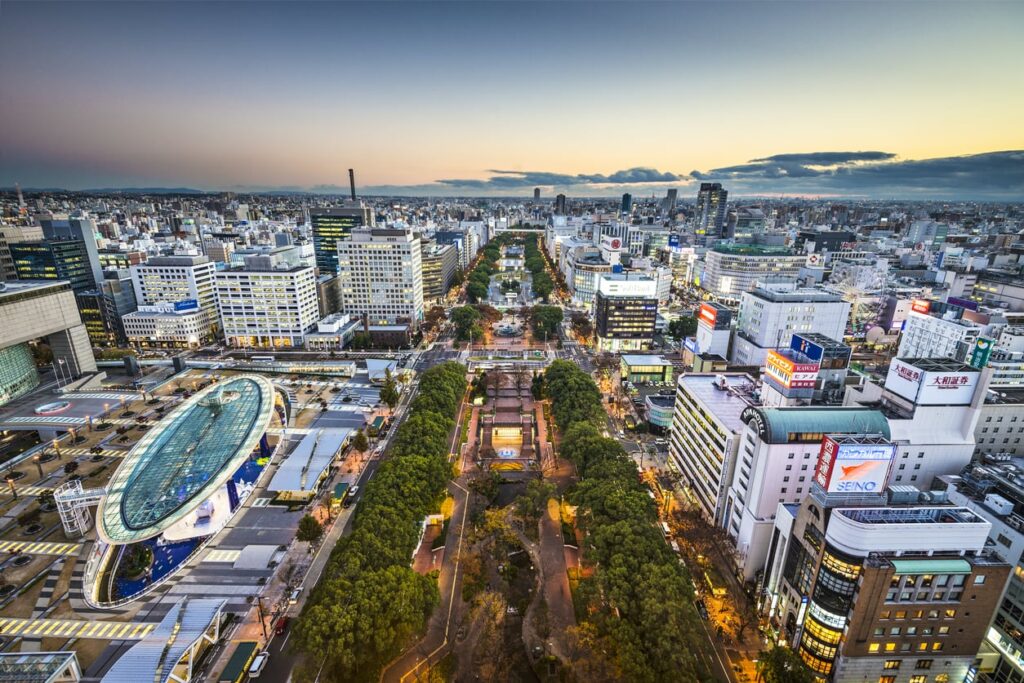 日本爱知县城市景观与中部地区商业核心区域