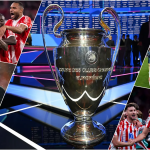 欧冠奖杯与四强球队合成海报