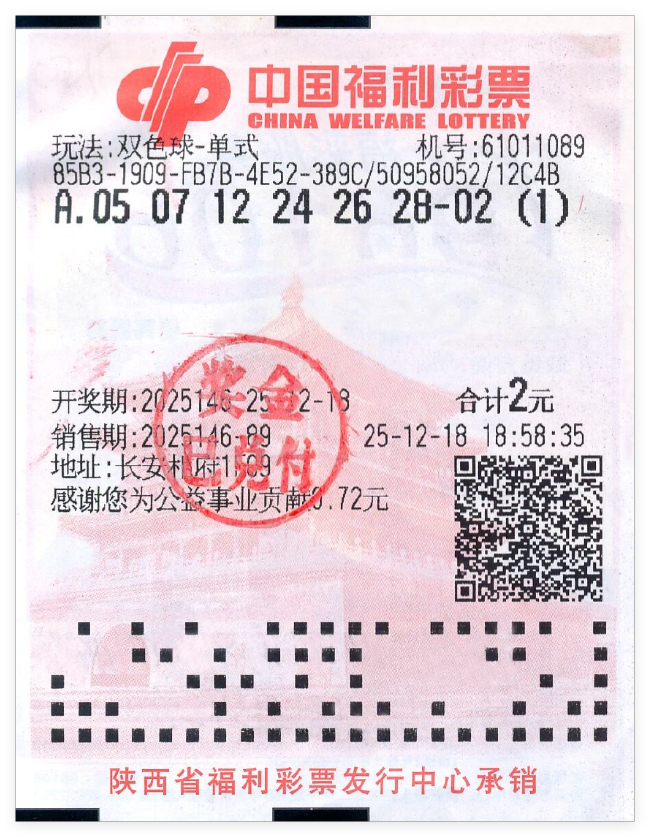 中国福利彩票双色球彩票票面号码与开奖信息展示