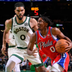 塔图姆防守76人持球突破瞬间