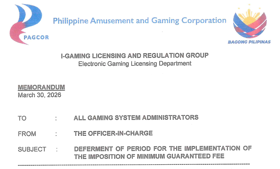 菲律宾博彩监管机构PAGCOR发布政策备忘录文件