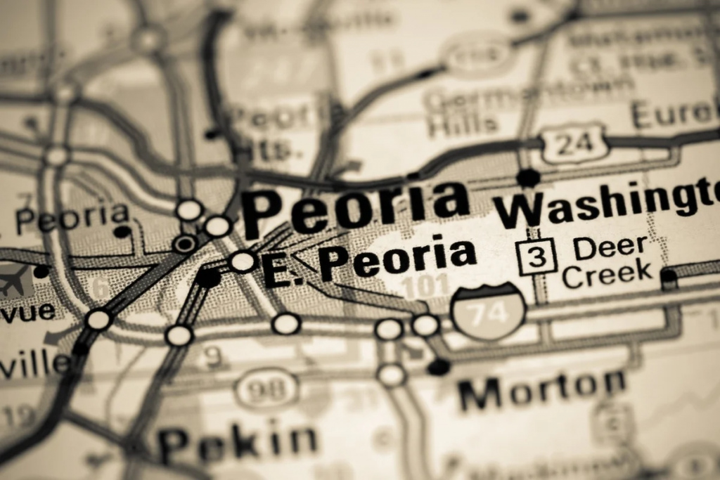 美国伊利诺伊州皮奥里亚地图局部配图