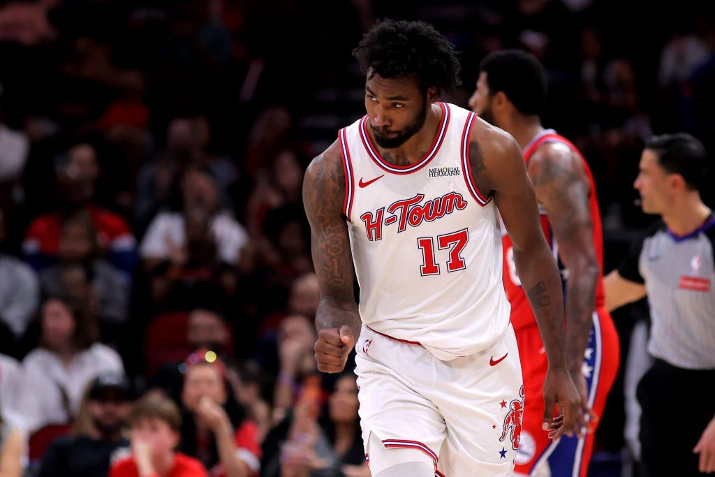 火箭球员比赛中庆祝瞬间