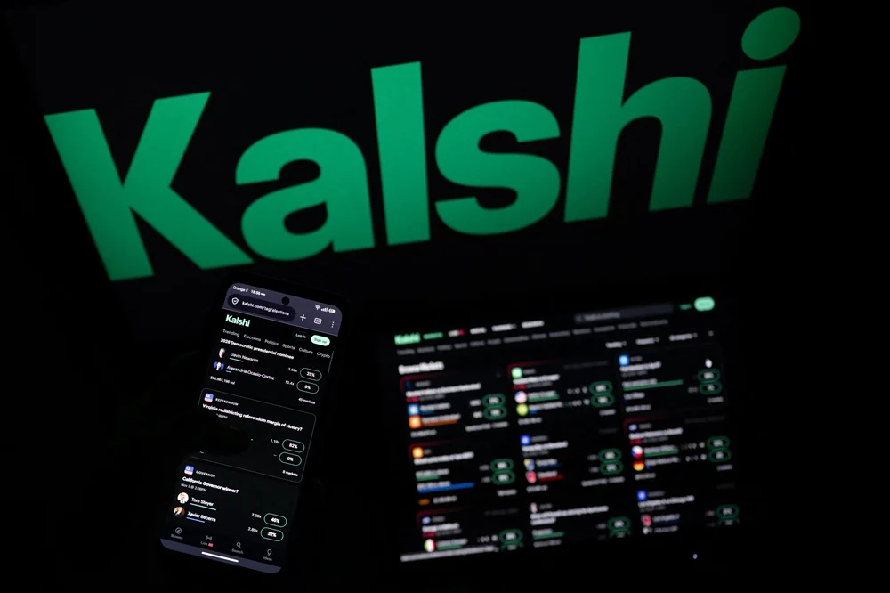 Kalshi预测市场平台界面与绿色品牌背景，Kalshi要求KalshiLies.com停止发布争议内容