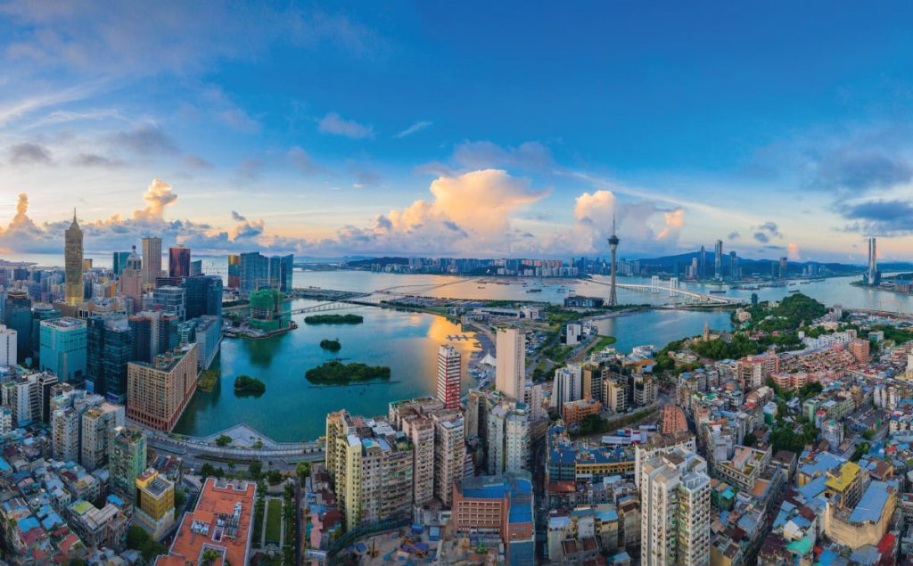 澳门半岛与路氹金光大道城市景观，摩根大通称金沙中国首季澳门博彩市占率升至26.2%