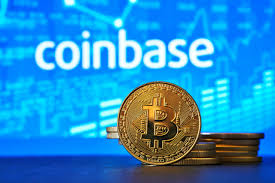 Coinbase与比特币标志示意图
