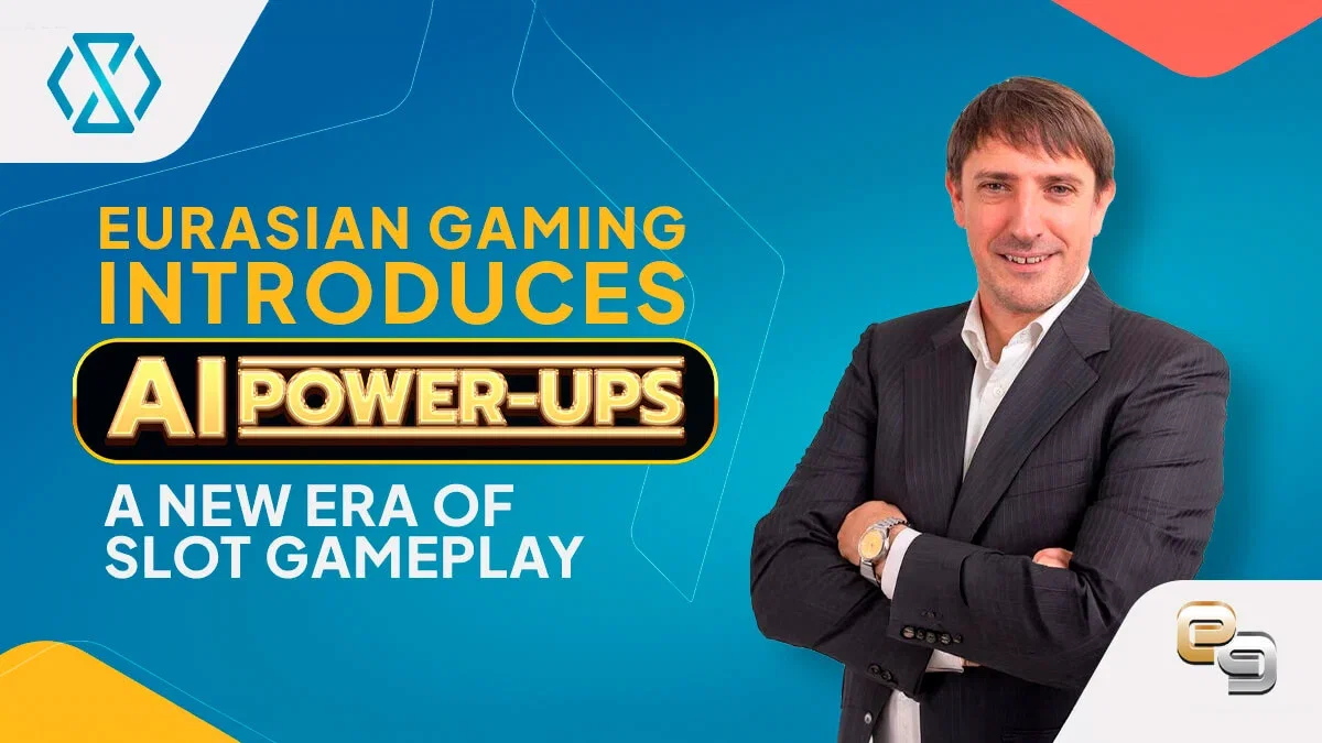 Eurasian Gaming推出AI Power-Ups宣传图，画面展示人工智能老虎机功能与新一代老虎机玩法介绍