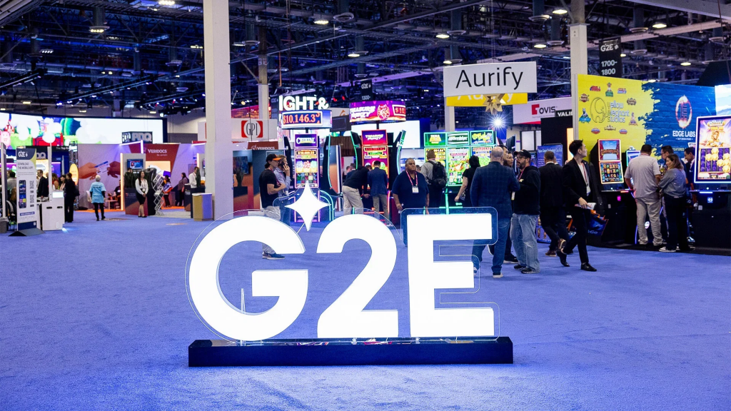 G2E全球博彩博览会展厅入口及博彩设备参展区域