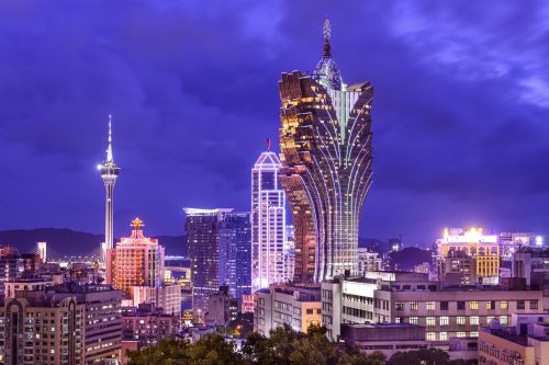澳门路氹城六大博彩集团综合度假村夜景，金沙威尼斯人伦敦人银河永利新濠一览